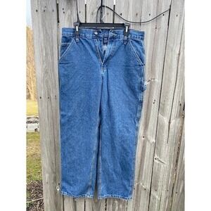 Rural King Mens Blue Denim Carpenter Workwear Jeans Hammer Loop 32x30 Straight